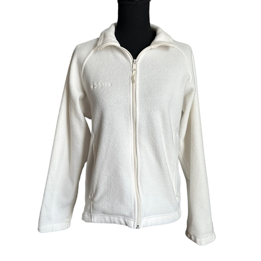 Women's Size M Columbia Cream Zip Up Fleece Sweater Jacket